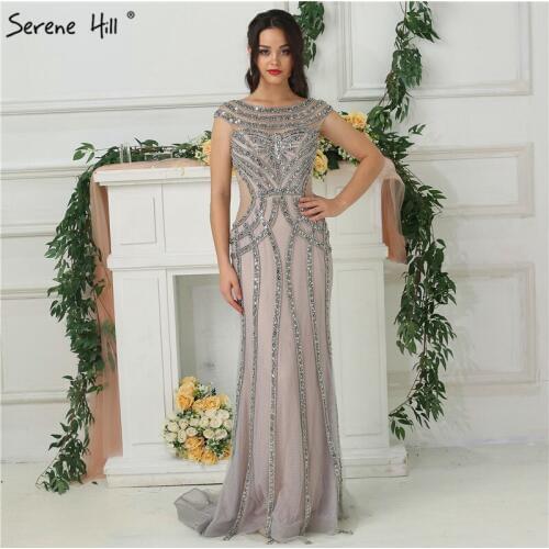 Sexy Sheer Beaded Mermaid Evening Dresses 2020 New Collections Dubai Robe De Soiree Party Gowns for Women BLA6676