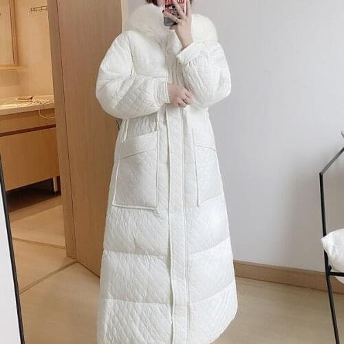 Winter Jacket Women Hooded Parkas Fur Collar Coat Down Cotton Jackets for Women 2021 Lady Warm Midi Clothes Manteau Femme HLY166