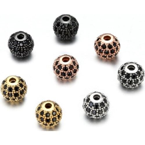 10mm Round micro pave cz cubic zirconia spacer beads Brass Copper Metal Crystal bracelet necklace het4 Jewelry Findings