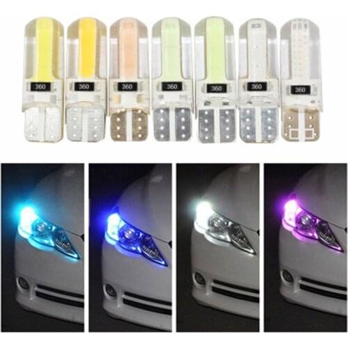 100Pcs T10 Silicone COB Led Car bulb W5W 192 168 Clearance lamp Auto Wedge Side Light Parking License Plate bulb 12V Car Styling