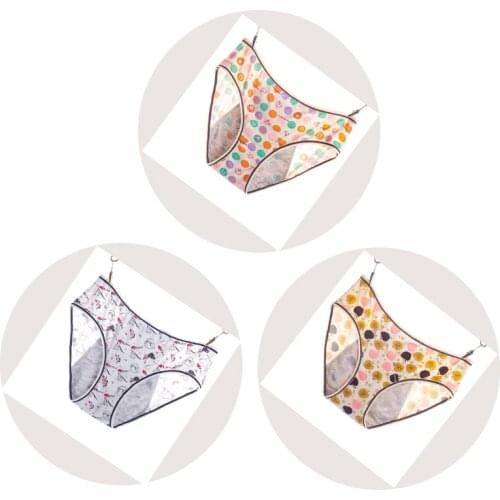 3pcs/Set Menstrual Panties Women Sexy Pants Leak Proof Incontinence Cotton Underwear Women Briefs Period Lingerie with Printing