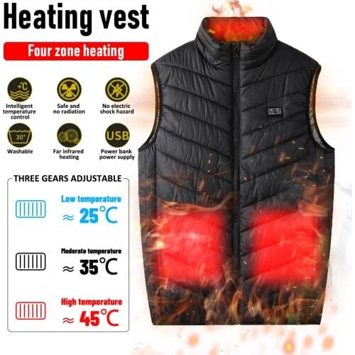4-Zone Heating Vest USB Winter Intelligent Constant Temperature Electric Heating Clothing Camping Hiking Warm Hunting Jacket