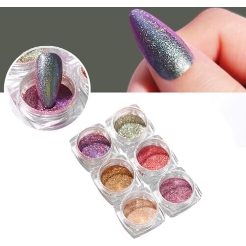 6 Colors Nail Art Tips Glitter Powder Dust Tips DIY Decoration Kits Nail Powders Gradient Dipping Glitter Decoration