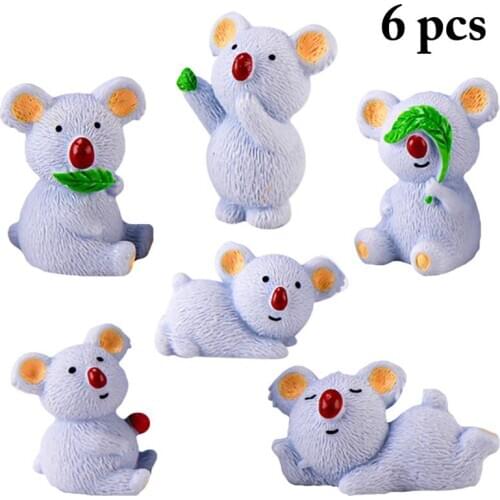6PCS Micro Landscape Resin Koala Creative Simulation Cartoon Decoration DIY Decoration Gift Accessories Garden Leisure Koala