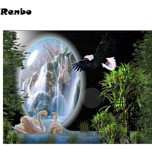 100% Full Square DIY 5D Diamond Painting Lake,Swan,Eagle,Waterafe,Cross Stitch Diamond Embroidery rhinestones Diamond Mosaic