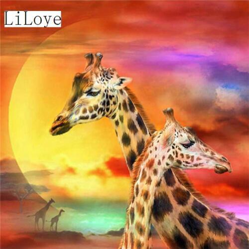 LI LOYE Diamond Painting Sunset giraffe Cross Stitch Needlework DIY Diamond Mosaic Diamond Embroidery Pattern Hobby Crafts FZ88