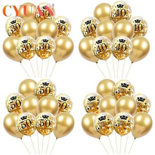 CYUAN Rose Gold Black 30th 40th 50th Birthday Party Decorations Adult Party Balloons 30 40 50 60 Years Birthday Party Supplies