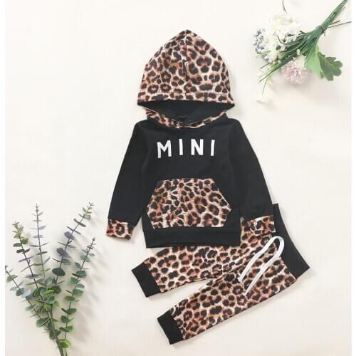 Newborn Baby Boys Girls Cotton Clothes Top+Pants 2Pcs Leopard Print Fashion Infant Boys Tracksuits Children Sportsuit Clothing