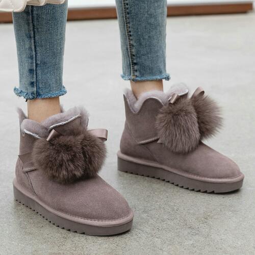 EshtonShero High Quality Womens Australia Classic Snow Boots Leather Natural Fur Winter Boots Brand Women Warm Shoes Size 3-9