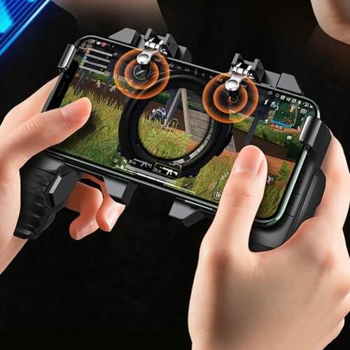 Hot 4 Trigger Phone Gamepad Game Controller 4.7 To 6.5inch With Cooling Fan Cell Phone Trigger Joystick Universal Grip Handle