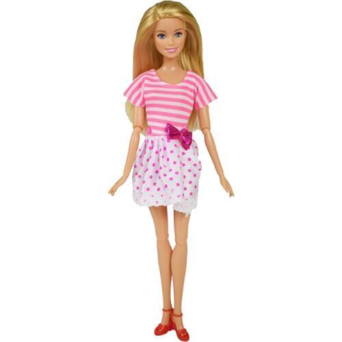 Pink Striped Top and Polka Dot Skirt Set Doll Clothes Accessories for 12 Inch Doll Clothes Homemade Dress Girl Best Gift Toys