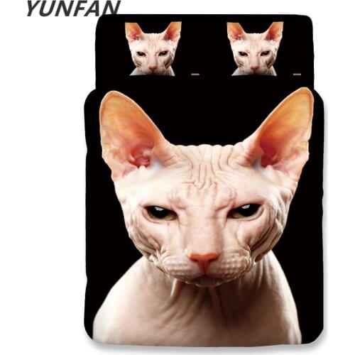 3D Cat Bedding sets twin full queen king Quilt Cover cartoon Pillow Case single double black duvet cover sets animal bedclothes