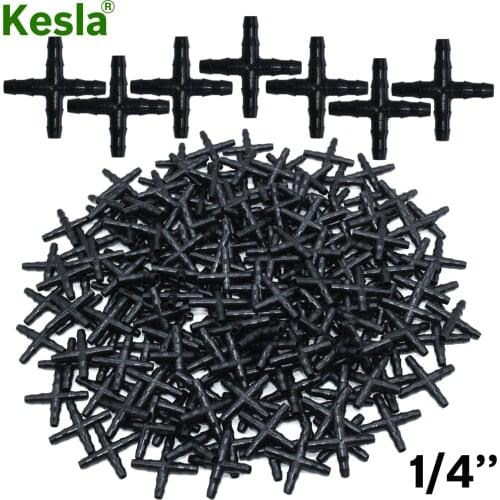 50PCS Cross Straight For 4/7 Mm Hose 1/4 'barb Barbed Connector Threaded Garden Greenhouse Micro Irrigation Pipe Accessories