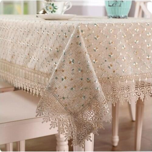 Lace Linen Table Cloth Home Decorative Table Cover Home Decor for Dining Room Pastoral Lace Embroidered Linen Tablecloth