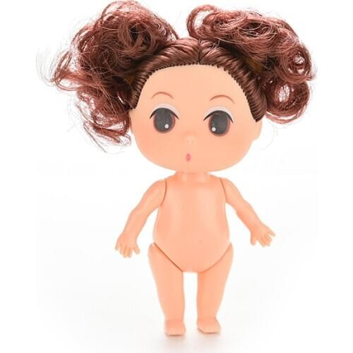 Doll for Mini Ddung Dolls with Blond Brown Bun Hair Baking Mold Dolls Girl Toys 3.5" 9cm