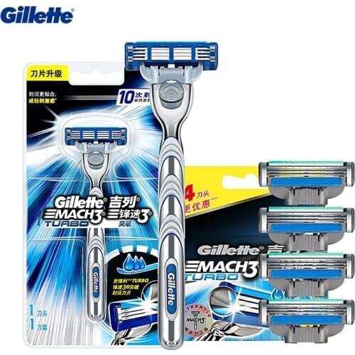 New Gillette Mach3 Turbo Blades And Handle Mens Shaving Sharp 3-Layer Razor Blade For Men Face Hair Remova Shaver Blade Tool