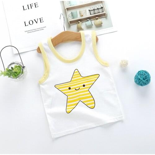 Menoea Baby Boys Cartoon Print Vests 2021 Fashion Kids Cute Clothes Girls Sleeveless T-Shirt Children Cool Clothings 1-5Years