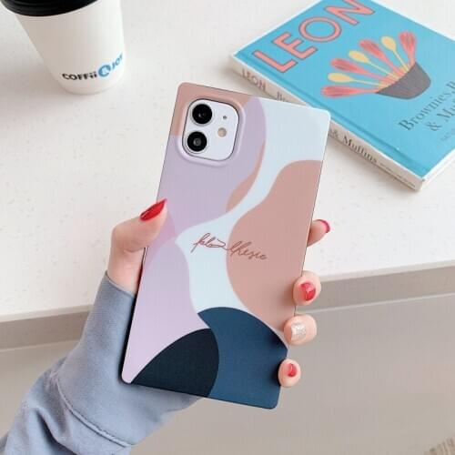 Art Retro Abstract Geometry Soft phone case For iphone 12 Mini 11 Pro XS MAX X XR SE 2020 7 8 plus Square Desing Marble cover
