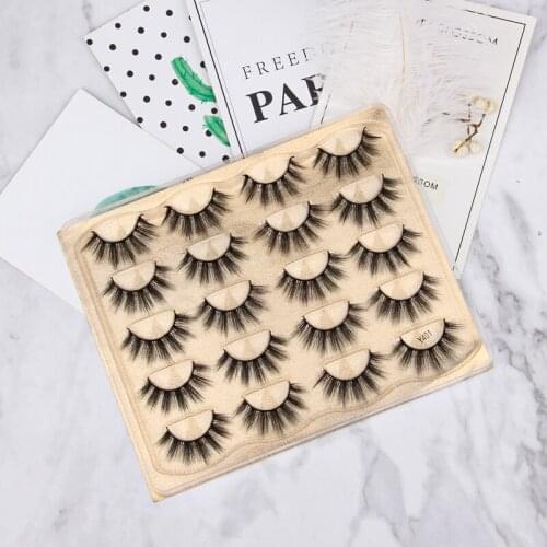 5/10 pairs natural long false eyelashes fluffy wispy 3d mink lashes hand made soft fake eyelash extension faux cils make up tool