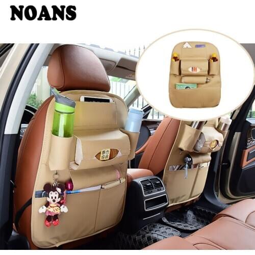 NOANS 1pcs Car Back Rear Chair Back Multi-function Leather Storage Bag For Fiat 500 Punto Chevrolet Cruze Aveo Peugeot 206 307