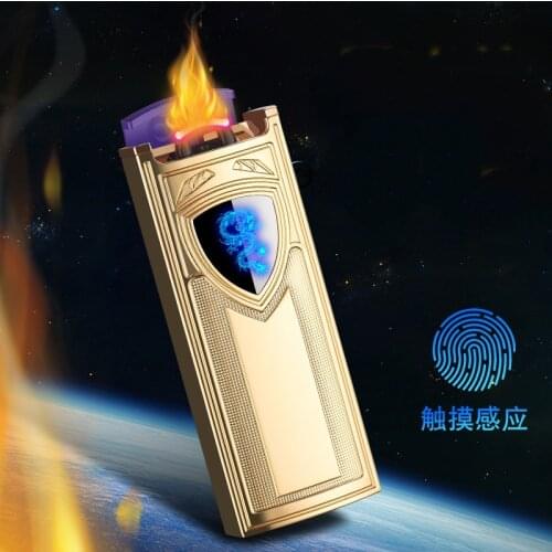 2020 New Gravity Induction Ignition Lighter Big Power Flame Cigar Cigarette Lighter USB Charge Double Fire Double Arc Lighter
