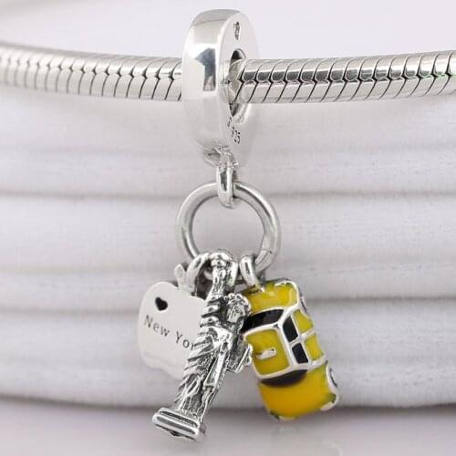 Original Statue Of Liberty Apple OriginalYork Highlights Pendant Bead Fit 925 Sterling Silver Charm Bracelet Diy Jewelry