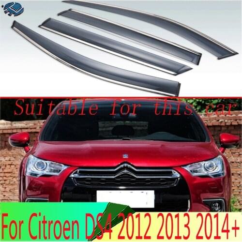 For Citroen DS4 2012 2013 2014+ Plastic Exterior Visor Vent Shades Window Sun Rain Guard Deflector 4pcs