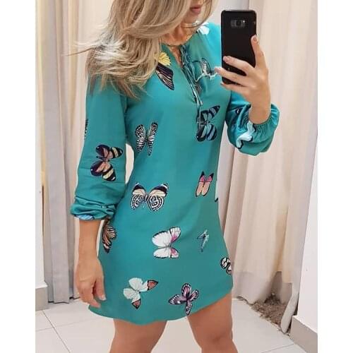 Red Lips Print Tie Front Long Sleeve Dress