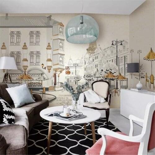 Beibehang Custom wallpaper 3D afternoon tea good time coffee street view TV background wall Korean cuisine restaurant wallpaper