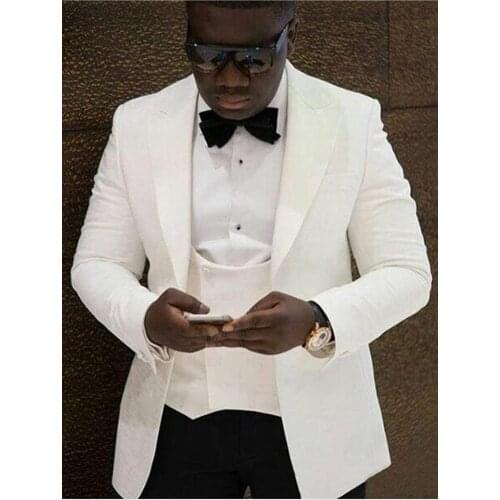 Popular Ivory Mens Dinner Party Prom Dress Handsome Groom Tuxedos Wedding Blazer Business Suits (Jacket+Pants+Vest+Tie) K:2114