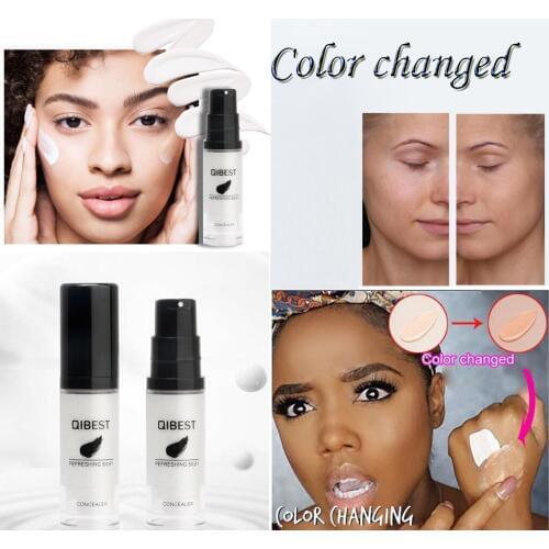 QIBEST Essence Foundation Liquid Color Changing Foundation Face Cover Concealer Brighten Multicolor All Skin Types