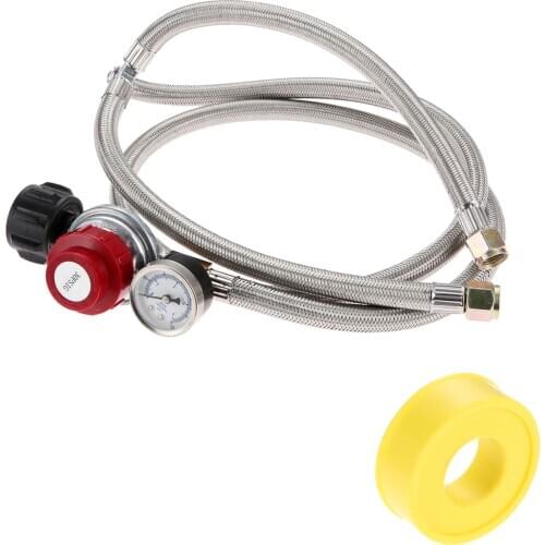 1set 0-30 PSI Adjustable Regulator Gauge Steel Braided 2 Y-Splitter Hose Heaters/Grills Fire Pit High Pressure Valve Gas Tape