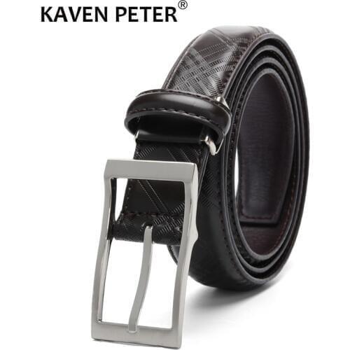 Male Leather Belt Hot Print Pattern Genuine Leather Belts Women 3.0 CM Belt Width Men Casual High Quality Belt Black Dark Brown