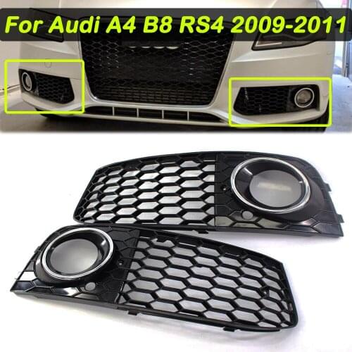 For Audi A4 B8 RS4 2009 2010 2011 Honeycomb Mesh Fog Light Open Vent A4 Grille Intake Cover 8KD807682 Holder Grill Parts