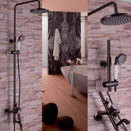 Antique Copper Color Best Solid brass Bathroom Tub Shower Faucet Unit 8-inch Rainfall Shower Head with Handheld Spray