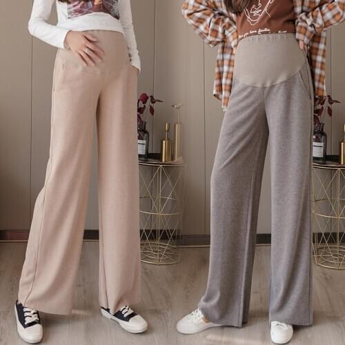716# Maternity Pants Spring Autumn Adjustable Elastic Waist Belly Support Pants Maternity Wide-Leg Trousers