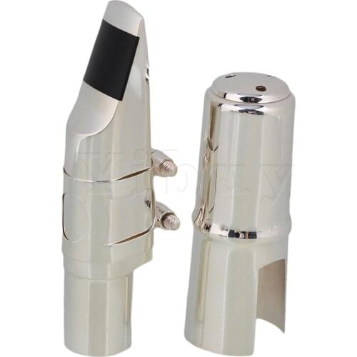 Yibuy Silver BQLZR Nickel-plated 7# Sax Mouthpiece for B-flat Soprano Saxophone