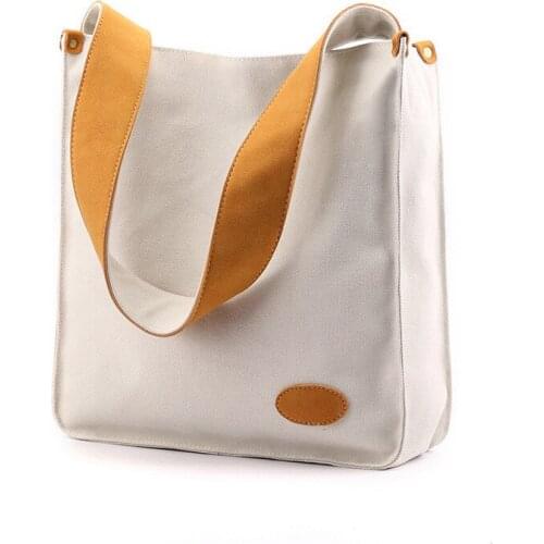 Womens Canvas Shoulder Bag Solid Casual Large Capacity Female Bag Student School Bookbag Lady Simple crossbody Cloth Bag 2021