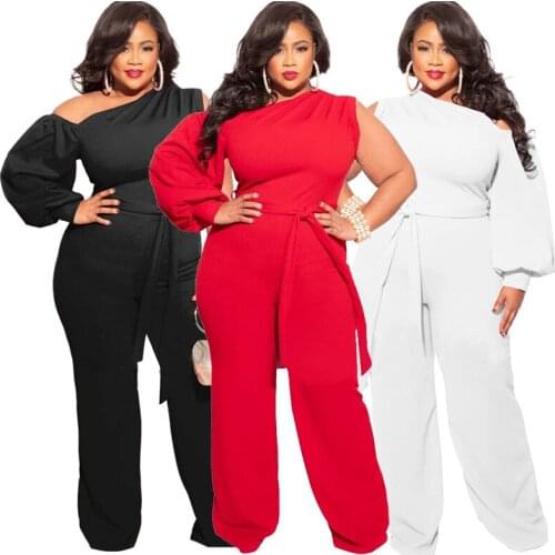 One Piece Outfit Women Overall Long Sleeve Plus Size Jumpsuits with Lace Up Elegant Wide Leg Jumpsuit Wholesale Dropshipping
