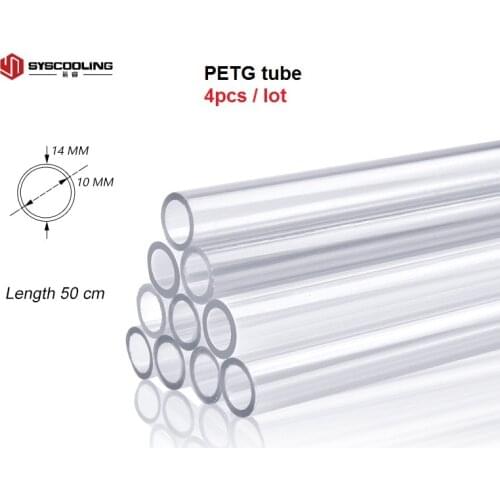 PETG 4 pcs/lot Water Cooling Rigid Hard Tube 10mm 14mm 10/14mm 50cm
