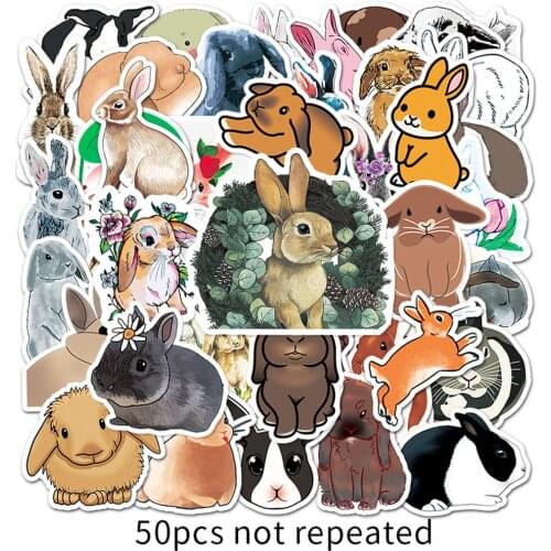 10/50pcs Cute Cartoon Rabbit Stickers For Notebooks Stationery Laptop Computer Scrapbooking Stickers Aesthetic Craft Supplies
