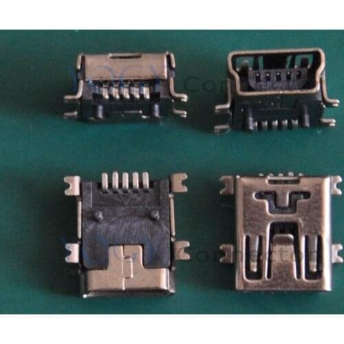 100 pcs/lot) 4 Fixed feet Mini USB Female Connectors Plug fit for Digital Cameras, mp3, mp4, Phone, Tablet