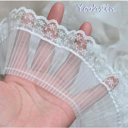 7cm Wide Elegant White cotton embroidery flower lace collar Fabric Sewing Applique DIY fringe ribbon trim Women dress decor