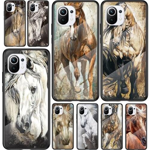 Tempered Glass Cover Running Beauty Horse For Xiaomi Mi 11 11i 10T CC9E CC9 9T Note 10 Ultra Pro Lite 5G Phone Case