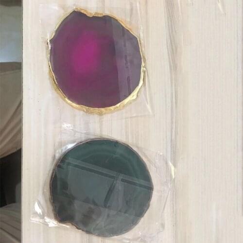 Natural agate stone slice cup decoration tray design stone coaster Phnom Penh decorative gem coaster special offer