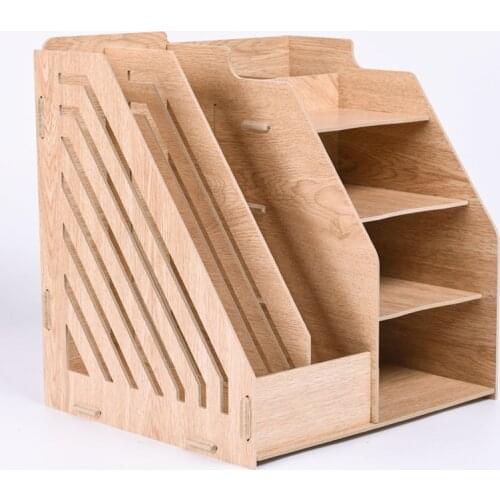 Wooden File Rack Storage Box Large Capacity Thickened File Folder Bussiness Office Supplies Desk Organizer Pen Holder Folder