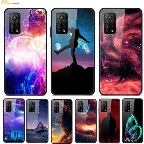 For Xiaomi Mi10t pro 5G Case Tempered Glass Cover Para Xiao Mi 10t pro Phone Cases Star Butterfly Painted Skin Xiaomi10t 5G Capa