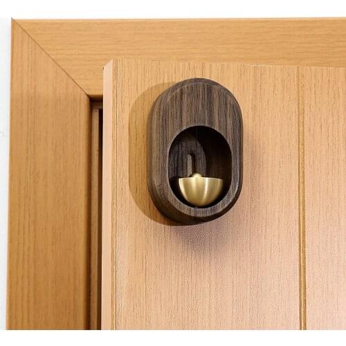 Room Decor Wood Wind Chimes Hanging Decorations Solid Wood Doorbell Suction Door Type Copper Bell Refrigerator Decoration