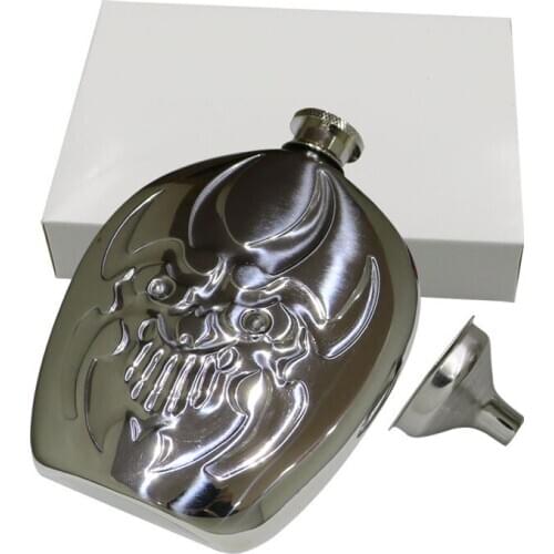 6 Ounce Creative Deities Wine Pot 100-200ml Ghost Jug Kit with Funnel Cup Idol Mirror Wine Outdoor Gifts Vodka Spirits Hip Flask