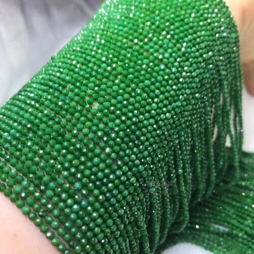 Loose beads unique green spinel round faceted 2mm 14" for DIY jewelry making FPPJ wholesale beads nature gem stone